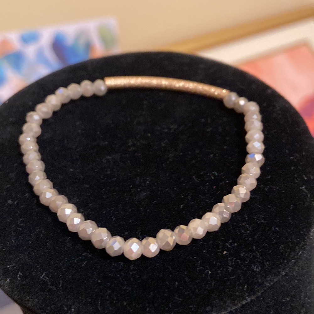 Boho minimalist grey faceted bead bracelet
